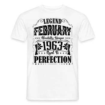 Février 1963. Cadeau d'Anniversaire février 1963. - T-shirt homme - blanc - Devant - AI Model Male 178 dark (178cm)