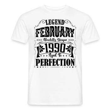 Février 1990. Cadeau d'Anniversaire février 1990. - T-shirt homme - blanc - Devant - AI Model Male 178 dark (178cm)