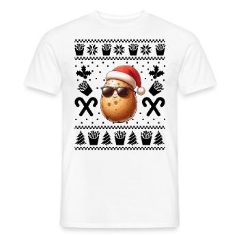 Funny Potato Christmas French Fries Pattern - Men's T-Shirt - white - Front - AI Model Male 178 dark (178cm)