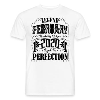 Février 2020. Cadeau d'Anniversaire février 2020. - T-shirt homme - blanc - Devant - AI Model Male 178 dark (178cm)