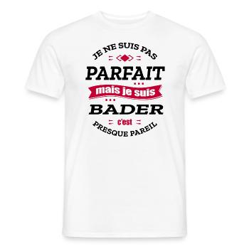 BADER PARFAIT - PRENOM BADER - T-shirt homme - blanc - Devant - AI Model Male 178 dark (178cm)