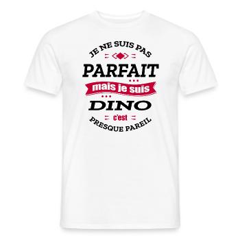 DINO PARFAIT - PRENOM DINO - T-shirt homme - blanc - Devant - AI Model Male 178 dark (178cm)