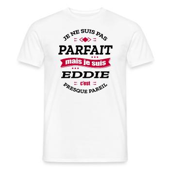 EDDIE PARFAIT - PRENOM EDDIE - T-shirt homme - blanc - Devant - AI Model Male 178 dark (178cm)