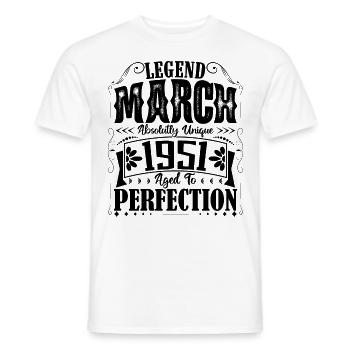 March 1951. March 1951 Birthday Gift. March. - Men's T-Shirt - white - Front - AI Model Male 178 dark (178cm)