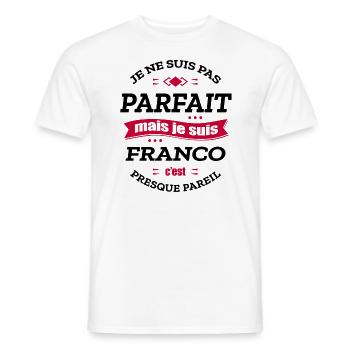 FRANCO PARFAIT - PRENOM FRANCO - T-shirt homme - blanc - Devant - AI Model Male 178 dark (178cm)