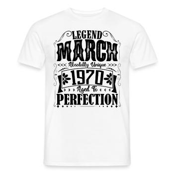 Mars 1970. Cadeau d'Anniversaire mars 1970. March. - T-shirt homme - blanc - Devant - AI Model Male 178 dark (178cm)