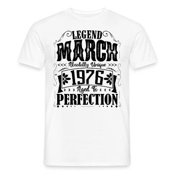 Mars 1976. Cadeau d'Anniversaire mars 1976. March. - T-shirt homme - blanc - Devant - AI Model Male 178 dark (178cm)