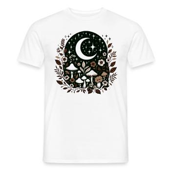 Mushrooms Moon Cottagecore Flowers Night Goblincore - Men's T-Shirt - white - Front - AI Model Male 178 dark (178cm)