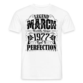 March 1977. March 1977 Birthday Gift. March. - Men's T-Shirt - white - Front - AI Model Male 178 dark (178cm)
