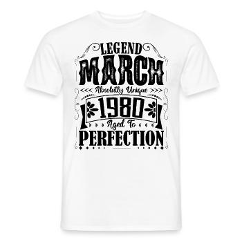 March 1980. March 1980 Birthday Gift. March. - Men's T-Shirt - white - Front - AI Model Male 178 dark (178cm)