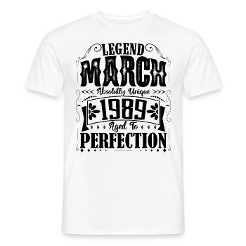 March 1989. March 1989 Birthday Gift. March. - Men's T-Shirt - white - Front - AI Model Male 178 dark (178cm)