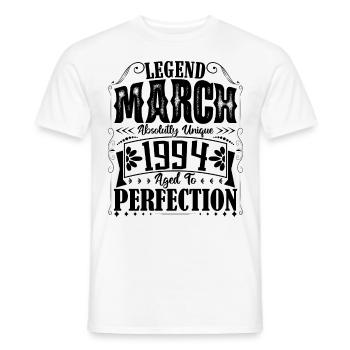 Mars 1994. Cadeau d'Anniversaire mars 1994. March. - T-shirt homme - blanc - Devant - AI Model Male 178 dark (178cm)