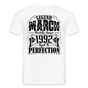 March 1992. March 1992 Birthday Gift. March. - Men's T-Shirt - white - Front - AI Model Male 178 dark (178cm)
