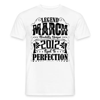 Mars 2012. Cadeau d'Anniversaire mars 2012. March. - T-shirt homme - blanc - Devant - AI Model Male 178 dark (178cm)