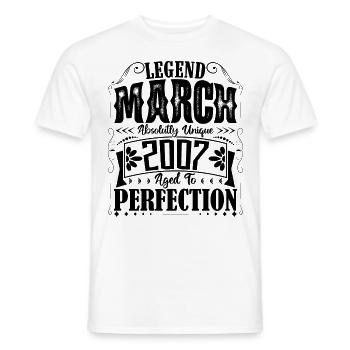 Mars 2007. Cadeau d'Anniversaire mars 2007. March. - T-shirt homme - blanc - Devant - AI Model Male 178 dark (178cm)