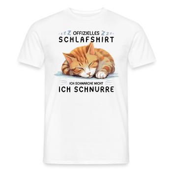 Offizielles Schlafshirt personalisiert mit Katze - Männer T-Shirt - Weiß - Vorne - AI Model Male 178 dark (178cm)