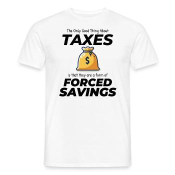 Rire de l’impôt : trouver amusant l’épargne forcée - T-shirt homme - blanc - Devant - AI Model Male 178 dark (178cm)