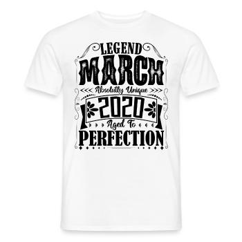 Mars 2020. Cadeau d'Anniversaire mars 2020. March. - T-shirt homme - blanc - Devant - AI Model Male 178 dark (178cm)