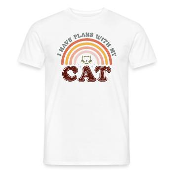I have Plans with my Cat - Lustige Katzen Mama - Männer T-Shirt - Weiß - Vorne - AI Model Male 178 dark (178cm)