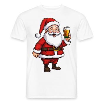 Weihnachtsmann Bier Alkohol Prost Glühwein Schnaps - Männer T-Shirt - Weiß - Vorne - AI Model Male 178 dark (178cm)
