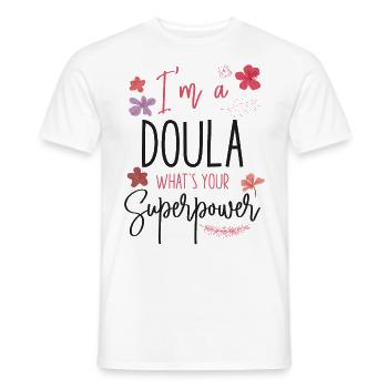 Doula accoucheuse Je suis une doula - T-shirt homme - blanc - Devant - AI Model Male 178 dark (178cm)