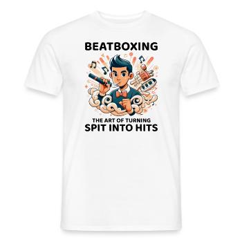 Spit to Hit: Unleash the Humor in Beatboxing - Men's T-Shirt - white - Front - AI Model Male 178 dark (178cm)