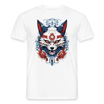 Japanische Kitsune Maske Yokai Ukiyo-E Design - Männer T-Shirt - Weiß - Vorne - AI Model Male 178 dark (178cm)