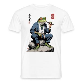 Eleganter Yokai Frosch Japan Streetwear - Männer T-Shirt - Weiß - Vorne - AI Model Male 178 dark (178cm)