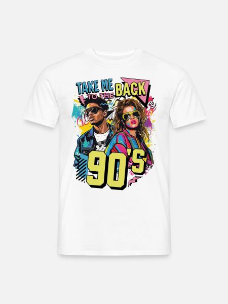 90s 90er Jahre Musik Bunt Party Karneval Kostüm - Männer T-Shirt - Weiß