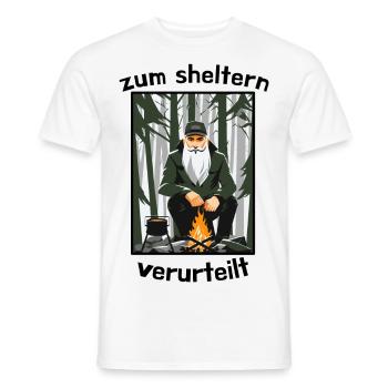 Shelter Shirt Zelten Outdoor Feuer Mann Bart Funny - Männer T-Shirt - Weiß - Vorne - AI Model Male 178 dark (178cm)