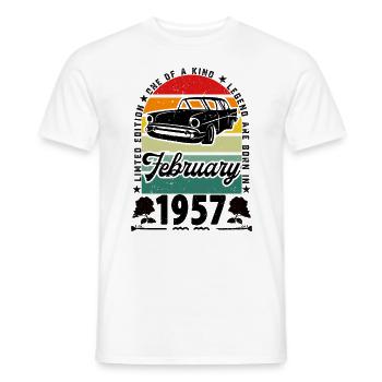 Anniversaire février 1957, Vintage février 1957. - T-shirt homme - blanc - Devant - AI Model Male 178 dark (178cm)
