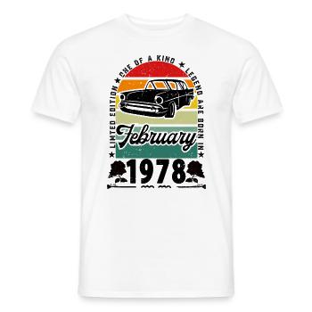 Geburtstag Februar 1978, Jahrgang Februar 1978. - Männer T-Shirt - Weiß - Vorne - AI Model Male 178 dark (178cm)