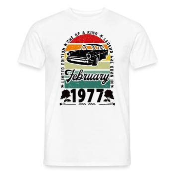 Anniversaire février 1977, Vintage février 1977. - T-shirt homme - blanc - Devant - AI Model Male 178 dark (178cm)