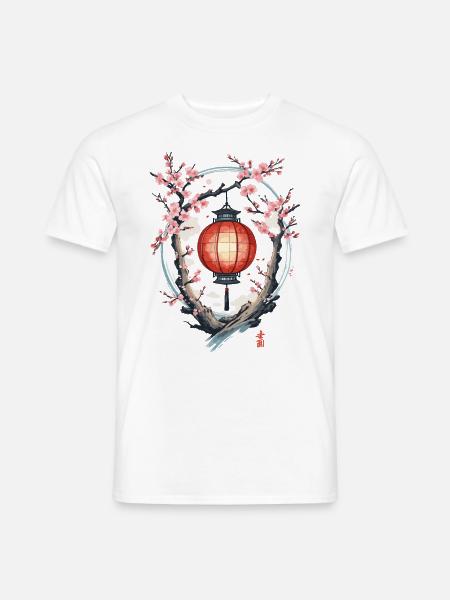 Japan Kirschblüten Laterne Streetwear Aesthetic - Männer T-Shirt - Weiß