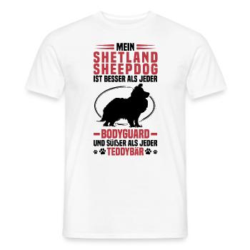 Sheltie me protège Chien de berger Shetland - T-shirt homme - blanc - Devant - AI Model Male 178 dark (178cm)