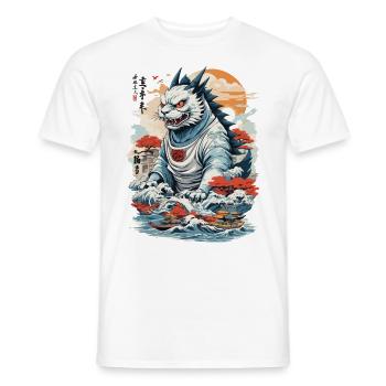 Ukiyo-E Cat Monster Tokyo Cat Streetwear - Men's T-Shirt - white - Front - AI Model Male 178 dark (178cm)