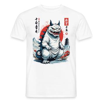 Monster Cat Japon Streetwear Cat Design - T-shirt homme - blanc - Devant - AI Model Male 178 dark (178cm)