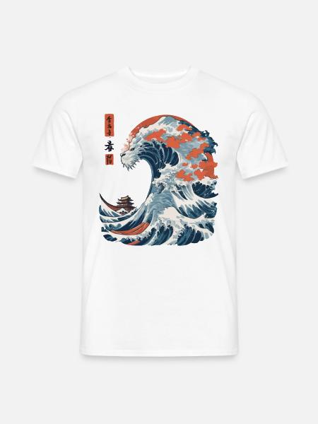 Monster Welle Japan Ukiyo-E Vintage Streetwear - Männer T-Shirt - Weiß