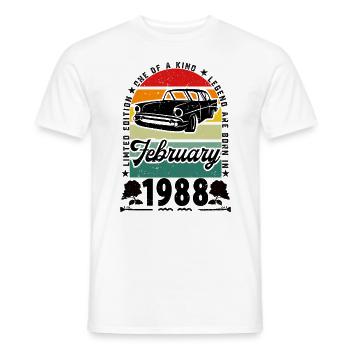 Anniversaire février 1988, Vintage février 1988. - T-shirt homme - blanc - Devant - AI Model Male 178 dark (178cm)