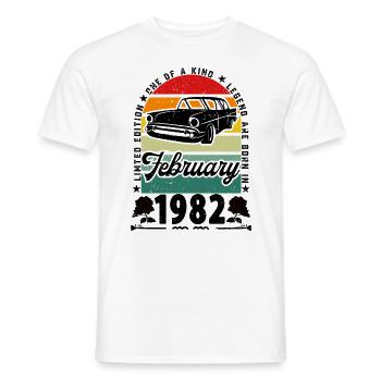 Birthday February 1982, Vintage February 1982. - Men's T-Shirt - white - Front - AI Model Male 178 dark (178cm)