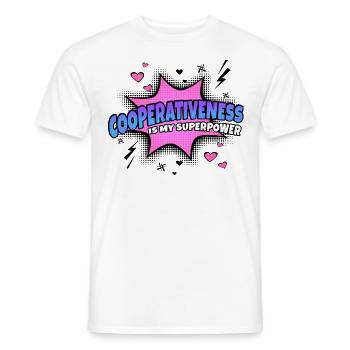 Willingness to cooperate is my superpower - Men's T-Shirt - white - Front - AI Model Male 178 dark (178cm)