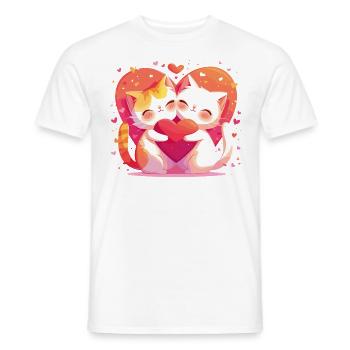 Cats, Love, Hug, Cuddle, Heart, Sweet, Cute - Men's T-Shirt - white - Front - AI Model Male 178 dark (178cm)