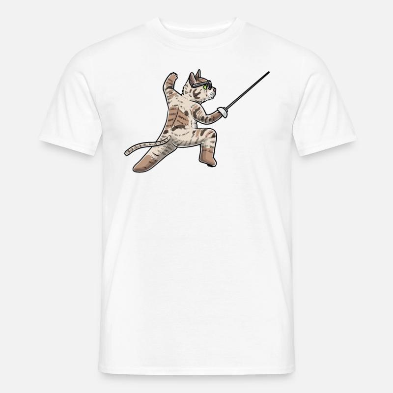 Fechten Katze Fechter degenkämpferfechter - Männer T-Shirt - Weiß
