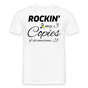Sensibilisation au syndrome de Down Rockin' Chromosome 21 - T-shirt homme - blanc - Devant - AI Model Male 178 dark (178cm)