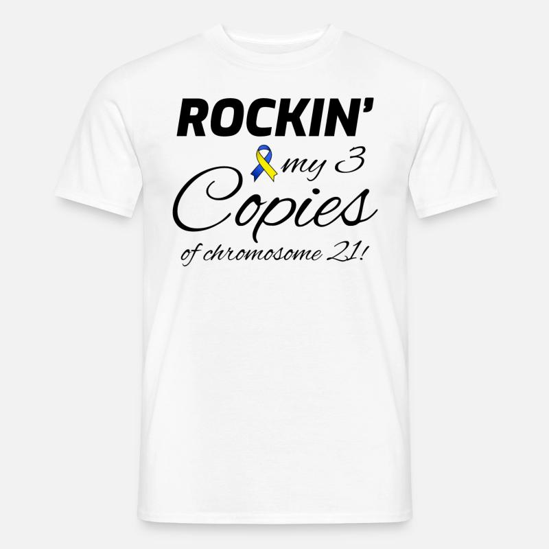 Down-Syndrom-Bewusstsein Rockin' Chromosom 21 - Männer T-Shirt - Weiß