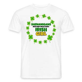 Manigances incluses : Fille irlandaise de la Saint-Patrick - T-shirt homme - blanc - Devant - AI Model Male 178 dark (178cm)