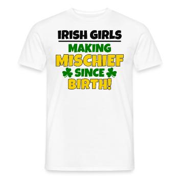Fête de la Saint-Patrick : les filles irlandaises, fauteurs de bêtises - T-shirt homme - blanc - Devant - AI Model Male 178 dark (178cm)