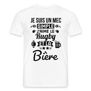 Rugby bière mec simple - T-shirt homme - blanc - Devant - AI Model Male 178 dark (178cm)