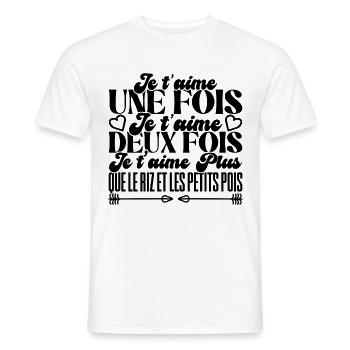 Je t'aime une fois je t'aime deux fois - T-shirt homme - blanc - Devant - AI Model Male 178 dark (178cm)