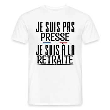 retraite.je'm not in a hurry, I'm retired. - Men's T-Shirt - white - Front - AI Model Male 178 dark (178cm)